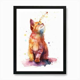 Cute Kitten Watercolor Painting 1 Art Print