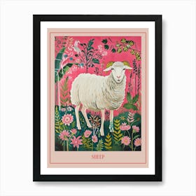 Floral Animal Painting Sheep 1 Poster Art Print