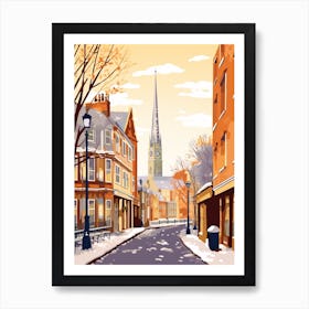 Vintage Winter Travel Illustration Oxford United Kingdom 2 Art Print