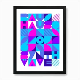 Bauhaus Synthwave #4 poster (pink-blue) — abstract poster, retrowave print Art Print