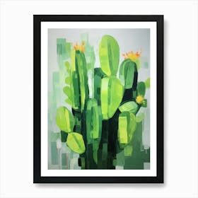 Green Abstract Cactus Painting 2 Art Print