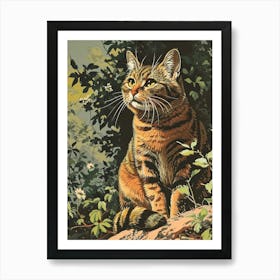 Manx Cat Relief Illustration 3 Art Print