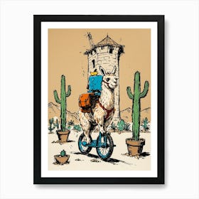 Llama On A Bike 2 Art Print