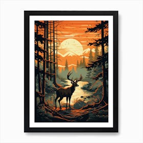Deer In The Forest 6 Art Print
