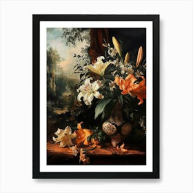 Baroque Floral Still Life Lily 1 Art Print