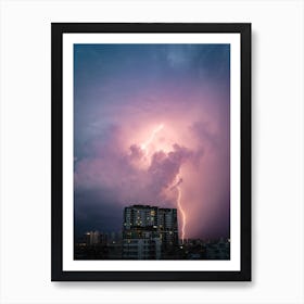 Sunset Lightning Storm In Saigon, Vietnam Art Print