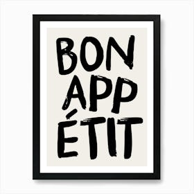 BON APPETIT BLACK & WHITE PRINT Art Print