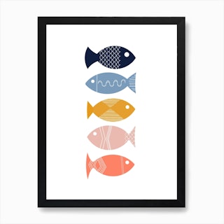 Scandi Mid Mod Fish Art Print