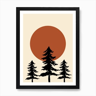 Trees Against Sun Art Print