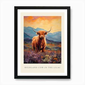 Highland Cow In The Lilac Poster Art Print