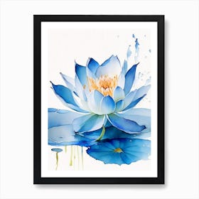 Blue Lotus Watercolour 5 Art Print