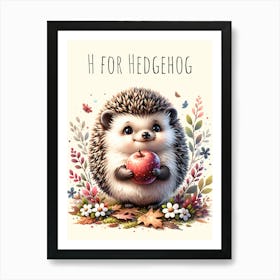 H For Hedgehog Nursery Art Print