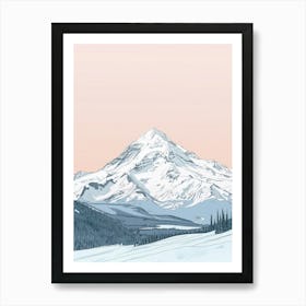Mount Washington Usa Color Line Drawing (4) Art Print