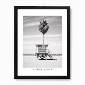 Poster Of Venice Beach, Black And White Analogue Photograph 1 Art Print