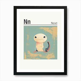 Animals Alphabet Newt 2 Art Print