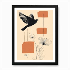 Minimal Black Dove Art Print