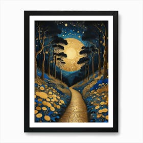 Starry Night Forest By Klimt Style (12) Poster