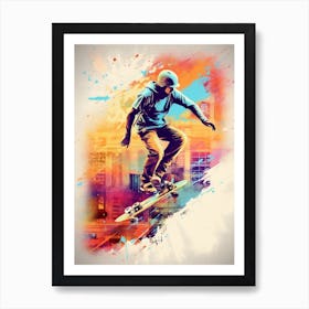 Skateboarding In Buenos Aires, Argentina Drawing 2 Art Print