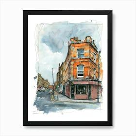 Hackney London Borough   Street Watercolour 9 Art Print