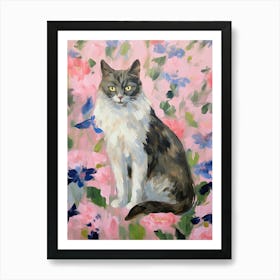 A Turkish Angora Cat Painting, Impressionist Painting 3 Art Print