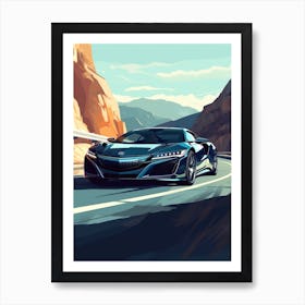 A Acura Nsx In Amalfi Coast, Italy, Car Illustration 2 Art Print