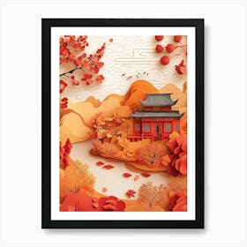 Beautiful Landscape Paper Craft Style 15 Art Print