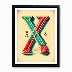 X, Letter, Alphabet Vintage Sketch 2 Art Print