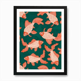 Goldfish - Green Orange Art Print