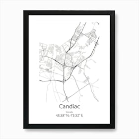 Candiac,Canada Minimalist Map Art Print