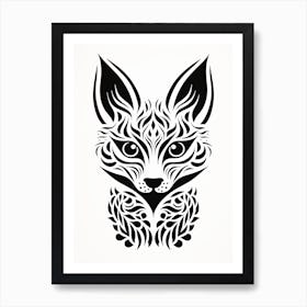 Linocut Fox Pattern 10 Art Print