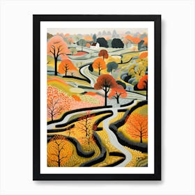 Garden Of Cosmic Speculation, United Kingdom In Autumn Fall Illustration 0 Art Print