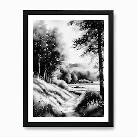 Black And White Landscape Painting 2 Art Print