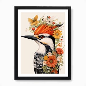 Bird With A Flower Crown Woodpecker 2 Art Print