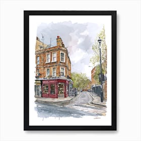 Newham London Borough   Street Watercolour 2 Art Print