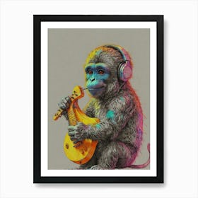 Monkey Playing Guitar 1 Art Print