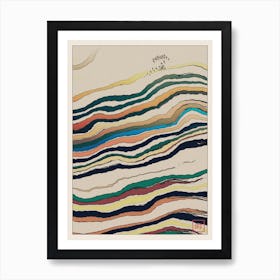 Abstract Beach Landscape Inspired By Minimalist Japanese Ukiyo E Painting Style 14 Art Print