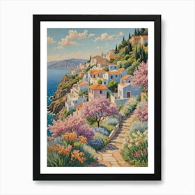 Greek Island Village Art Print