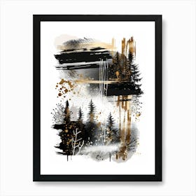 Black And Gold Forest 1 Art Print