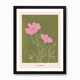 Pink & Green Cosmos 2 Flower Poster Art Print