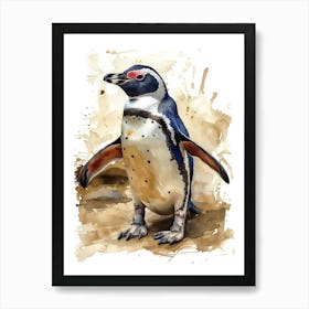 Humboldt Penguin Half Moon Island Watercolour Painting 3 Art Print