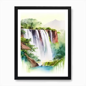 Iguacu Falls Of The North, Brazil Water Colour  (2) Art Print