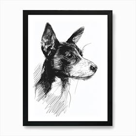 Basenji Dog Line Sketch 3 Art Print