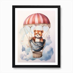 Baby Red Panda 2 In A Hot Air Balloon Art Print