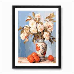 Camellia Flower And Peaches Still Life Painting 3 Dreamy Art Print