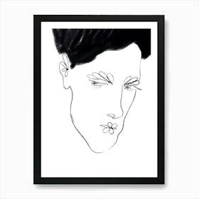 Portrait Of A Woman with flower kiss Art Print Art Print