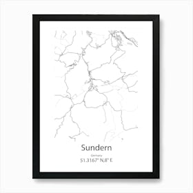 Sundern,Germany Minimalist Map Art Print