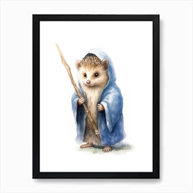 Baby Hedgehog As A Jedi Watercolour 1 Art Print