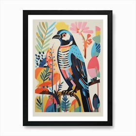 Colourful Scandi Bird Hawk 1 Art Print