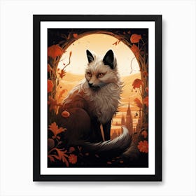 Corsac Fox Moon Illustration 4 Art Print