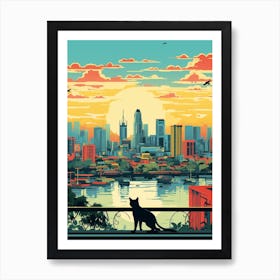 Bangkok, Thailand Skyline With A Cat 1 Art Print